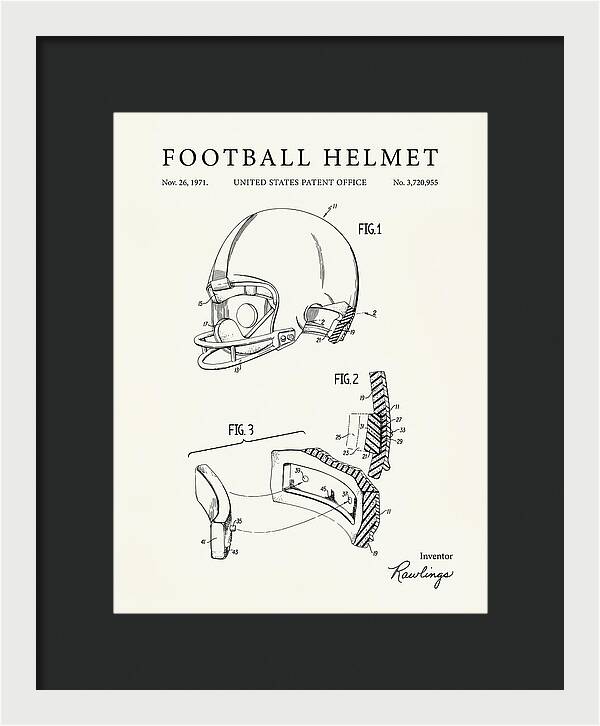Football Helmet Rawlings Minimalist Patent Us3720955a