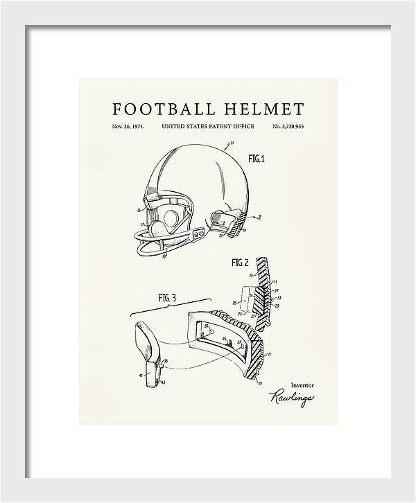 Football Helmet Rawlings Minimalist Patent Us3720955a