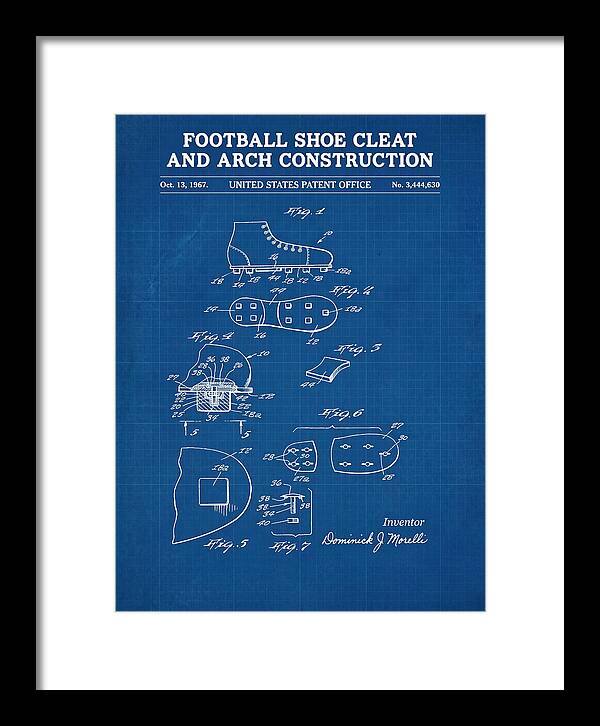 Football Shoe Cleat Blueprint Patent Us3444630