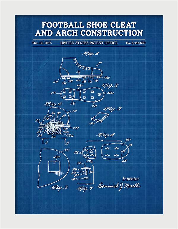 Football Shoe Cleat Blueprint Patent Us3444630