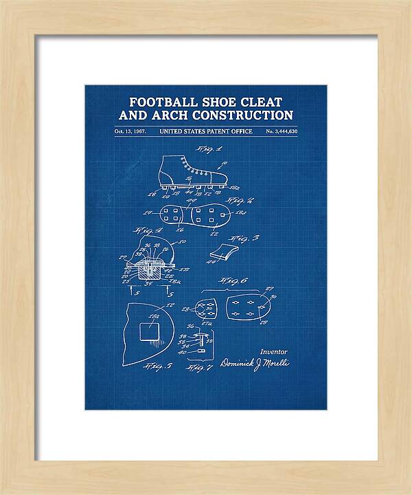 Football Shoe Cleat Blueprint Patent Us3444630