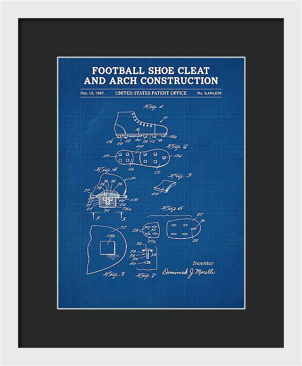 Football Shoe Cleat Blueprint Patent Us3444630