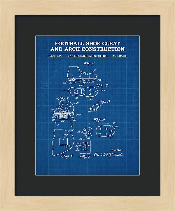 Football Shoe Cleat Blueprint Patent Us3444630