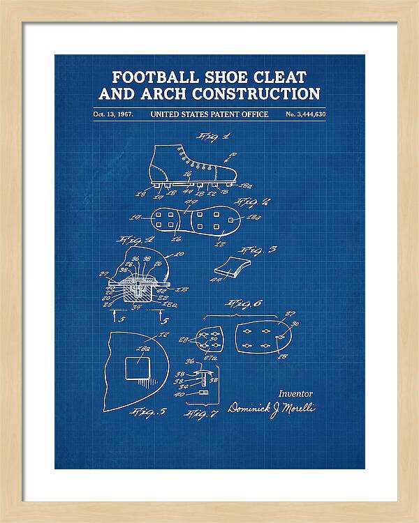 Football Shoe Cleat Blueprint Patent Us3444630