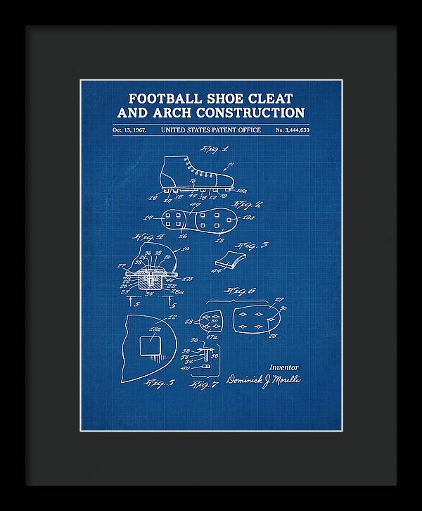Football Shoe Cleat Blueprint Patent Us3444630
