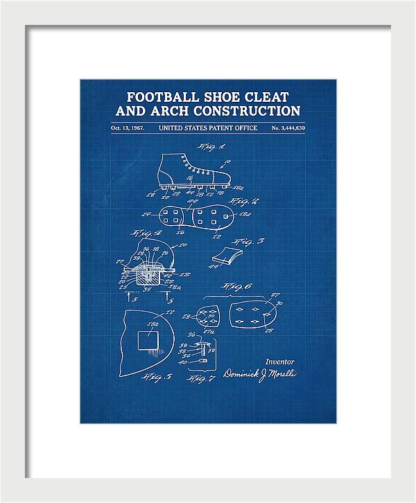 Football Shoe Cleat Blueprint Patent Us3444630