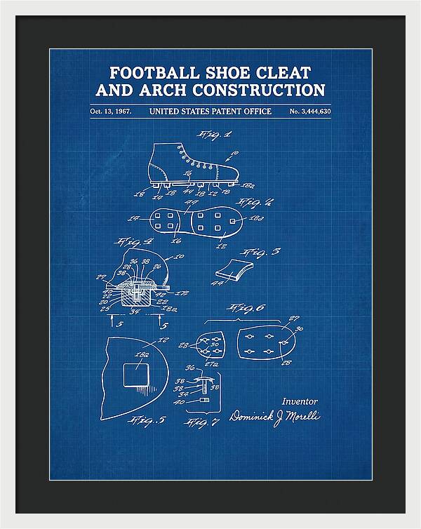 Football Shoe Cleat Blueprint Patent Us3444630