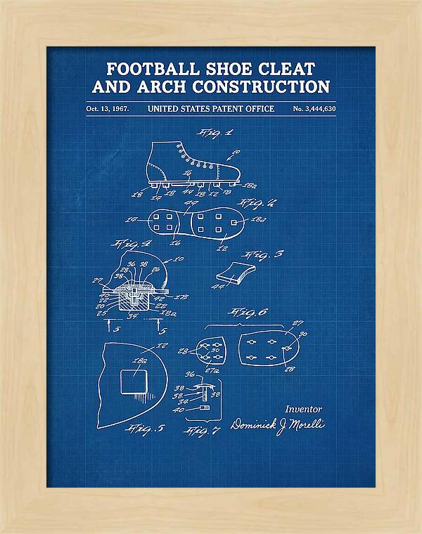 Football Shoe Cleat Blueprint Patent Us3444630