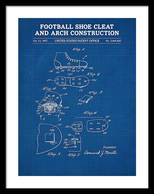 Football Shoe Cleat Blueprint Patent Us3444630