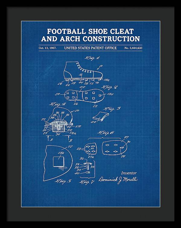 Football Shoe Cleat Blueprint Patent Us3444630