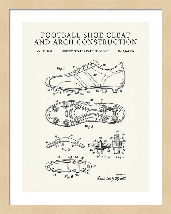 Football Shoe Cleat Minimalist Patent Us3444630