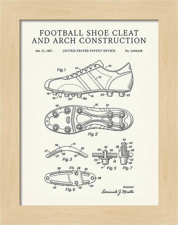 Football Shoe Cleat Minimalist Patent Us3444630