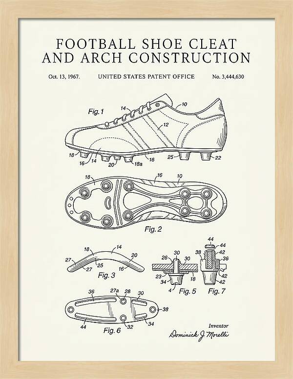 Football Shoe Cleat Minimalist Patent Us3444630