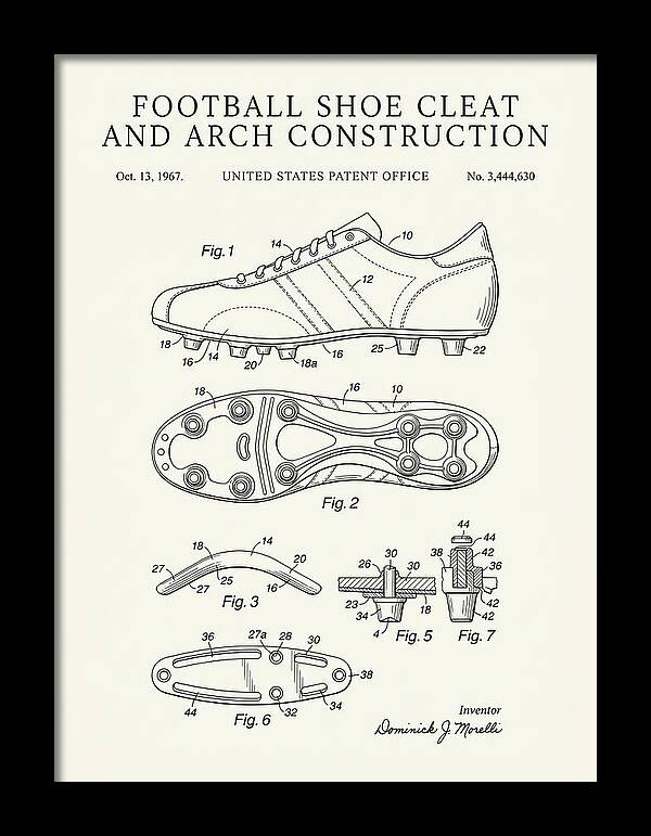 Football Shoe Cleat Minimalist Patent Us3444630