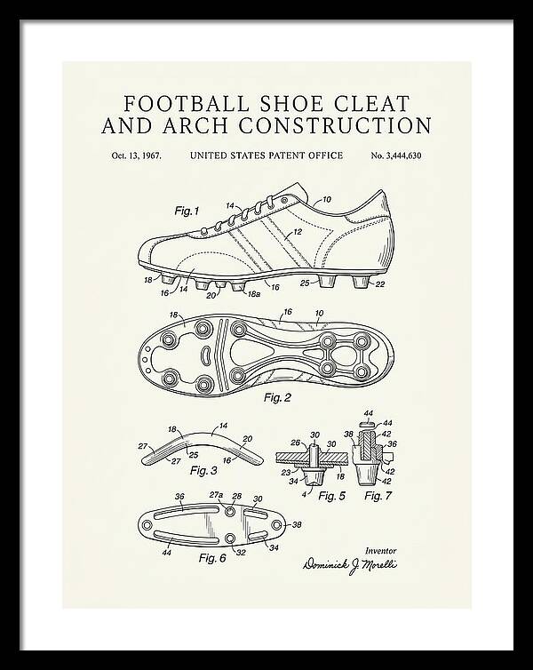 Football Shoe Cleat Minimalist Patent Us3444630