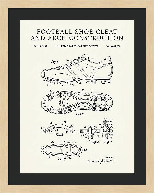 Football Shoe Cleat Minimalist Patent Us3444630