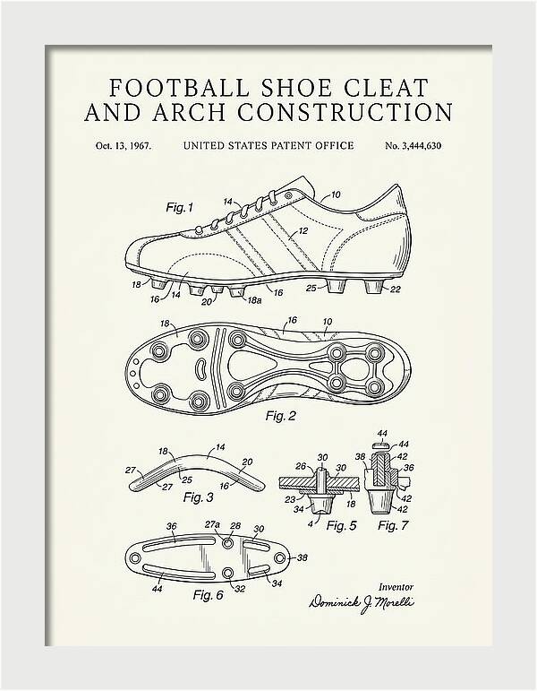 Football Shoe Cleat Minimalist Patent Us3444630