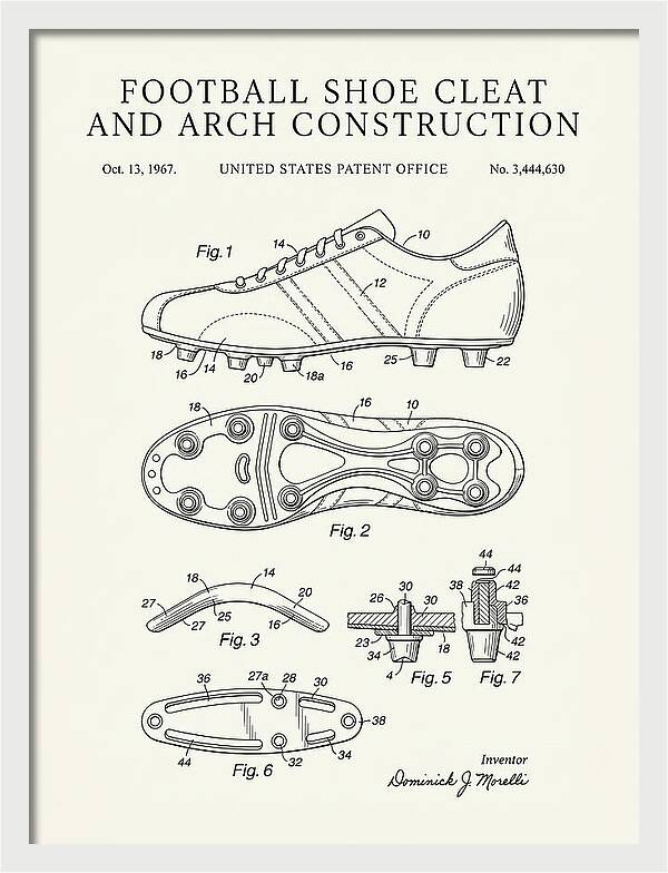 Football Shoe Cleat Minimalist Patent Us3444630