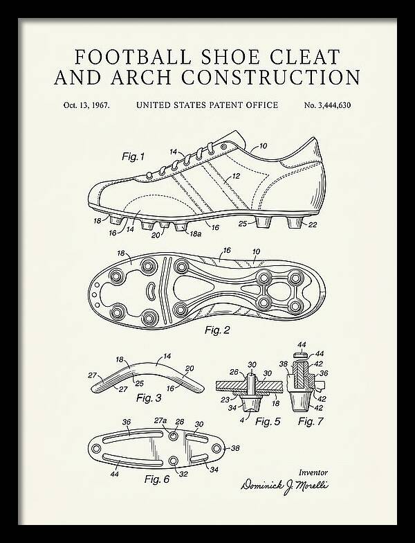 Football Shoe Cleat Minimalist Patent Us3444630