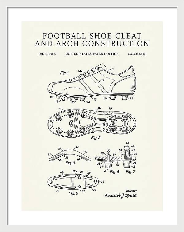Football Shoe Cleat Minimalist Patent Us3444630