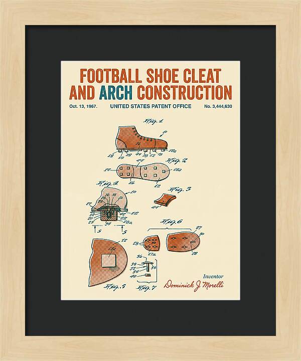 Football Shoe Cleat Retro Patent Us3444630