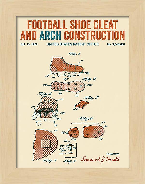 Football Shoe Cleat Retro Patent Us3444630