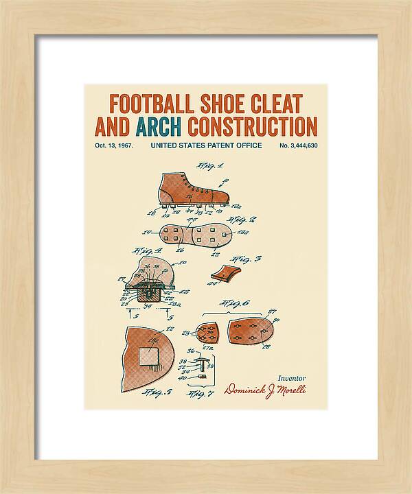 Football Shoe Cleat Retro Patent Us3444630