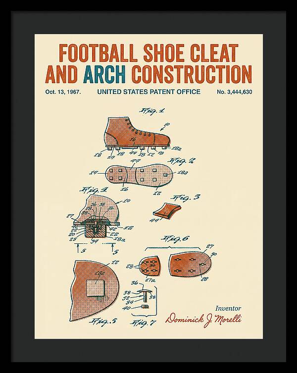 Football Shoe Cleat Retro Patent Us3444630