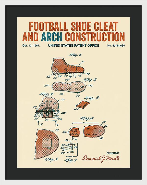 Football Shoe Cleat Retro Patent Us3444630