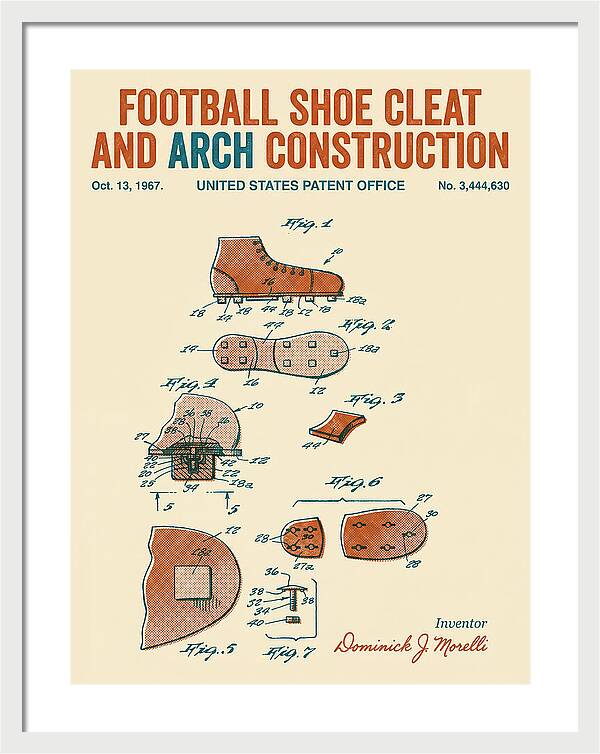 Football Shoe Cleat Retro Patent Us3444630