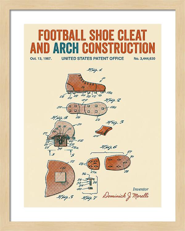 Football Shoe Cleat Retro Patent Us3444630