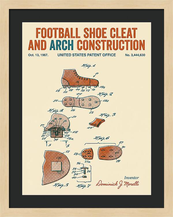 Football Shoe Cleat Retro Patent Us3444630