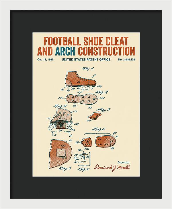 Football Shoe Cleat Retro Patent Us3444630