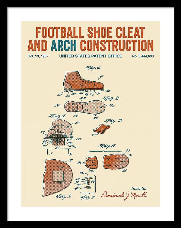Football Shoe Cleat Retro Patent Us3444630