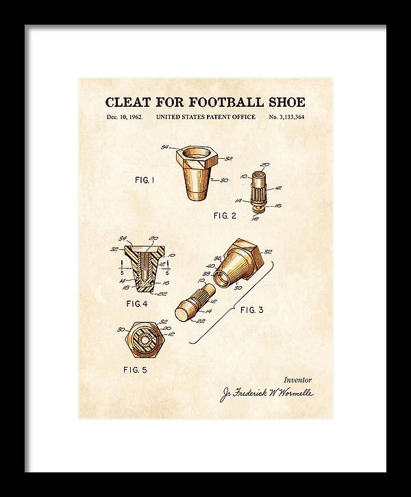 Football Shoe Cleat Watercolor Patent Us3133364