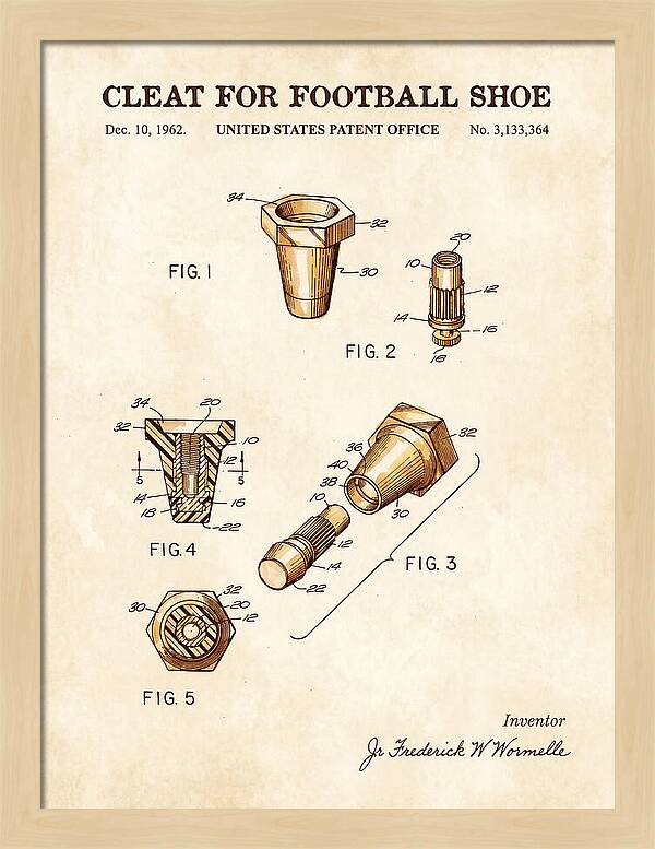 Football Shoe Cleat Watercolor Patent Us3133364