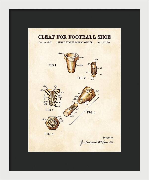 Football Shoe Cleat Watercolor Patent Us3133364
