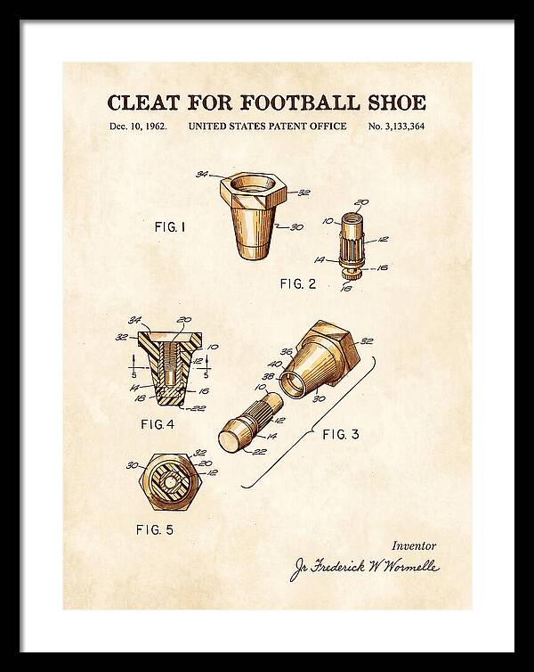 Football Shoe Cleat Watercolor Patent Us3133364