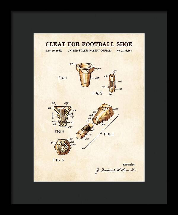 Football Shoe Cleat Watercolor Patent Us3133364