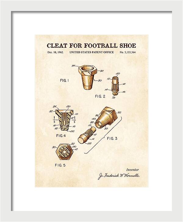 Football Shoe Cleat Watercolor Patent Us3133364