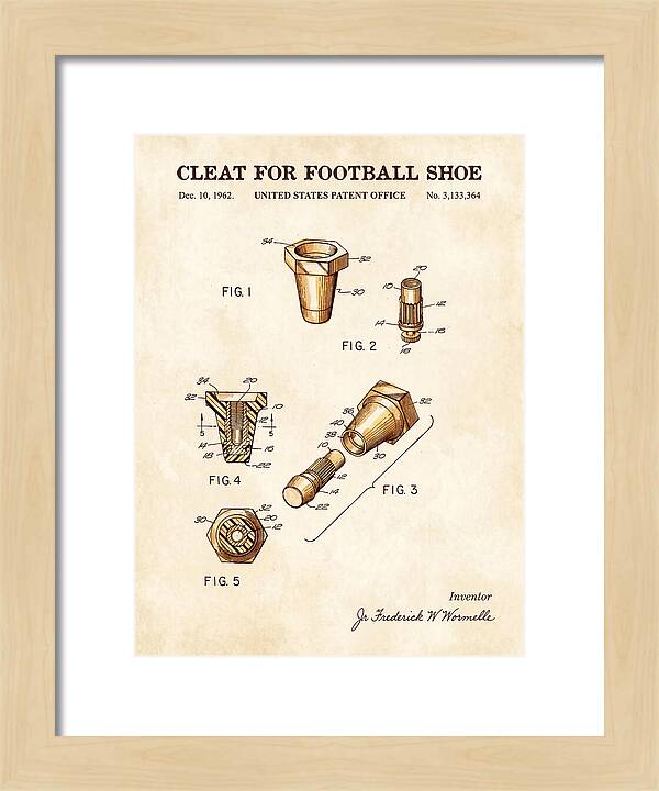 Football Shoe Cleat Watercolor Patent Us3133364