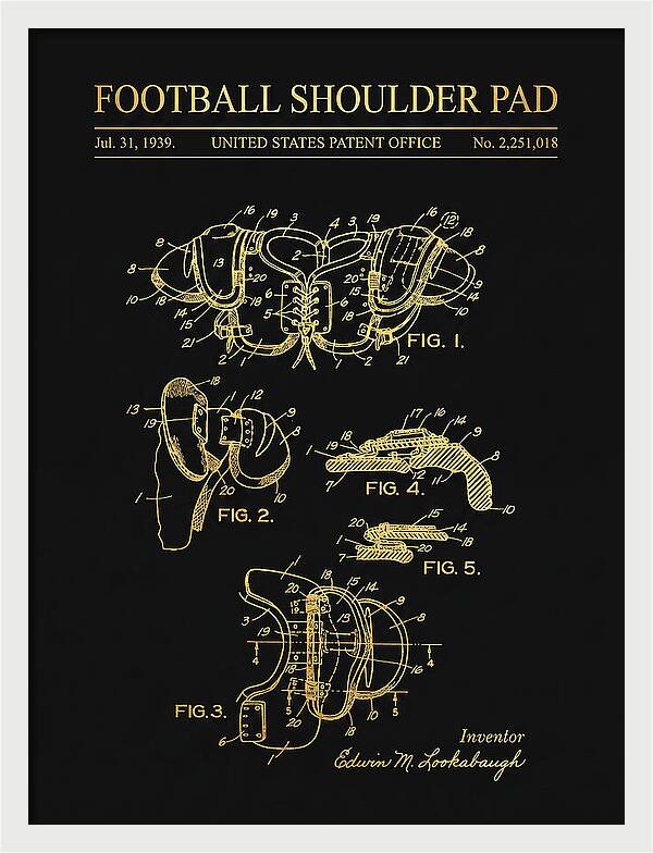 Football Shoulder Pad Gold Patent Us2251018a