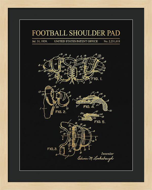 Football Shoulder Pad Gold Patent Us2251018a