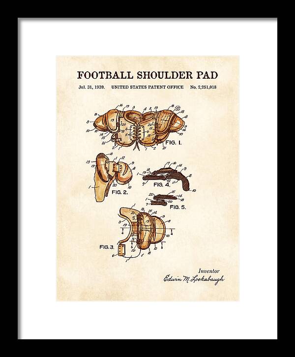 Football Shoulder Pad Watercolor Patent Us2251018a