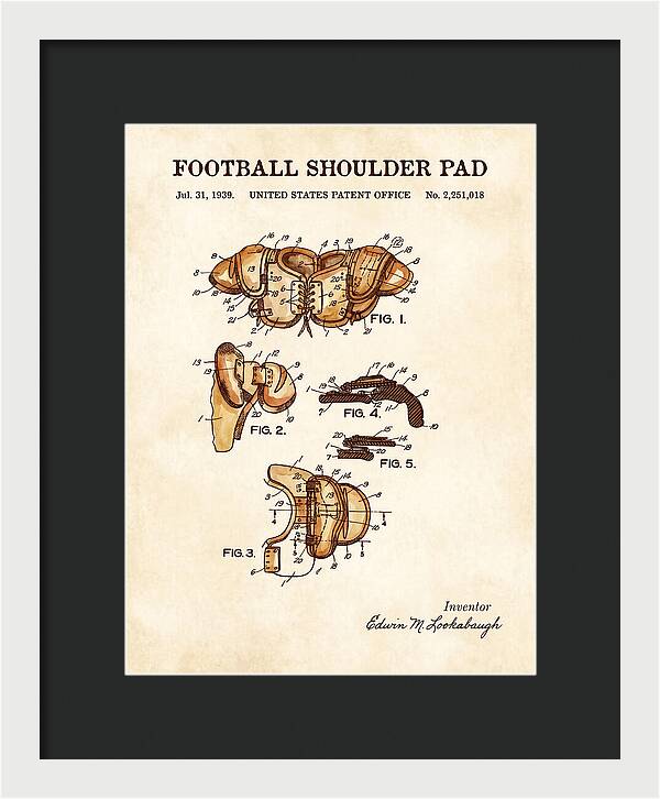 Football Shoulder Pad Watercolor Patent Us2251018a