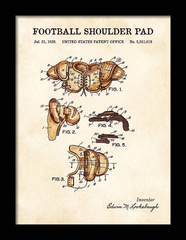 Football Shoulder Pad Watercolor Patent Us2251018a