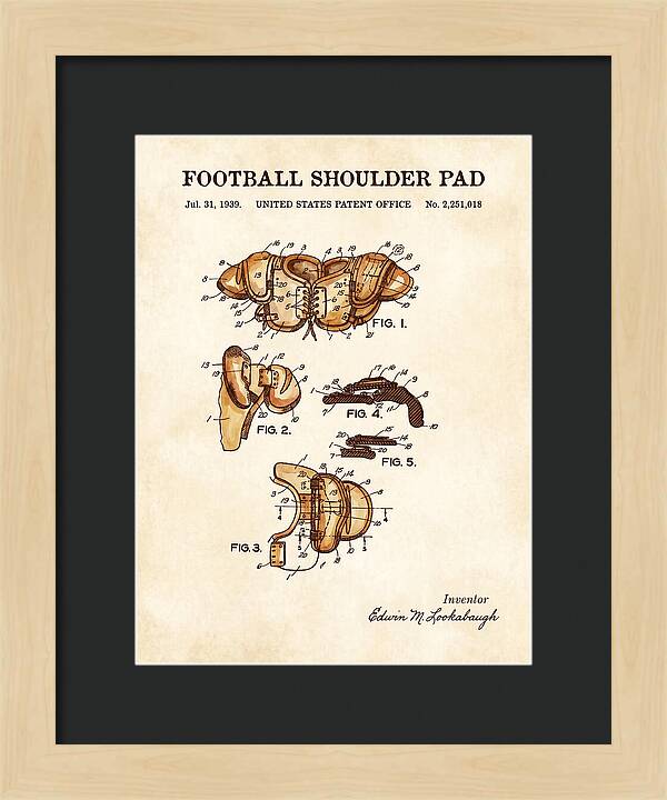 Football Shoulder Pad Watercolor Patent Us2251018a