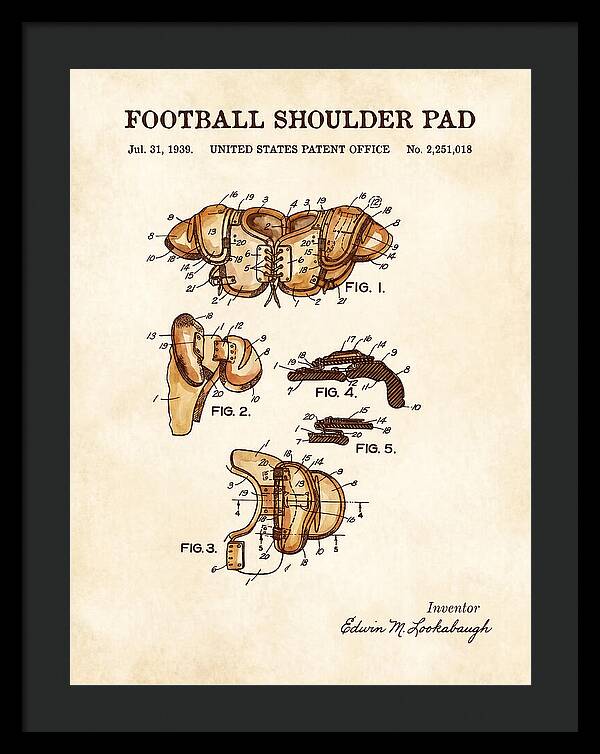Football Shoulder Pad Watercolor Patent Us2251018a