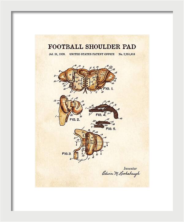 Football Shoulder Pad Watercolor Patent Us2251018a