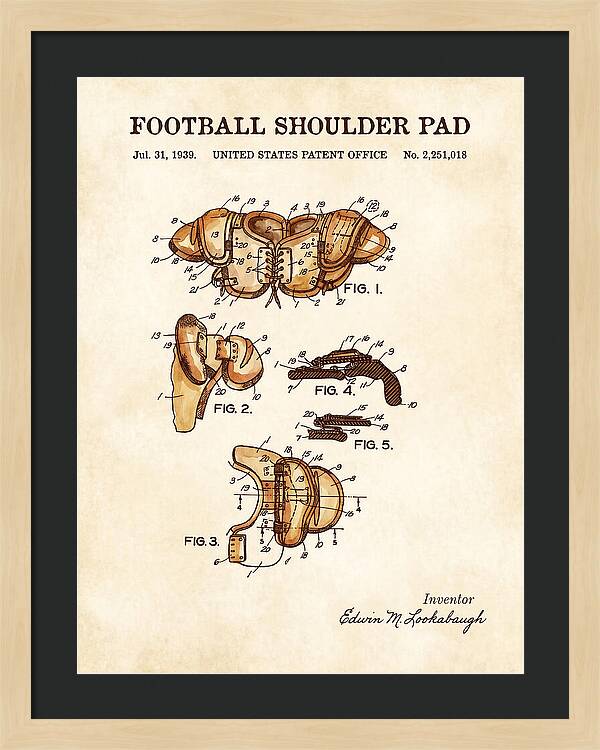 Football Shoulder Pad Watercolor Patent Us2251018a